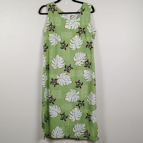 Koko Head Original Cotton Tropical Print Shift Midi Dress Made in Hawaii - Picture 1 of 9